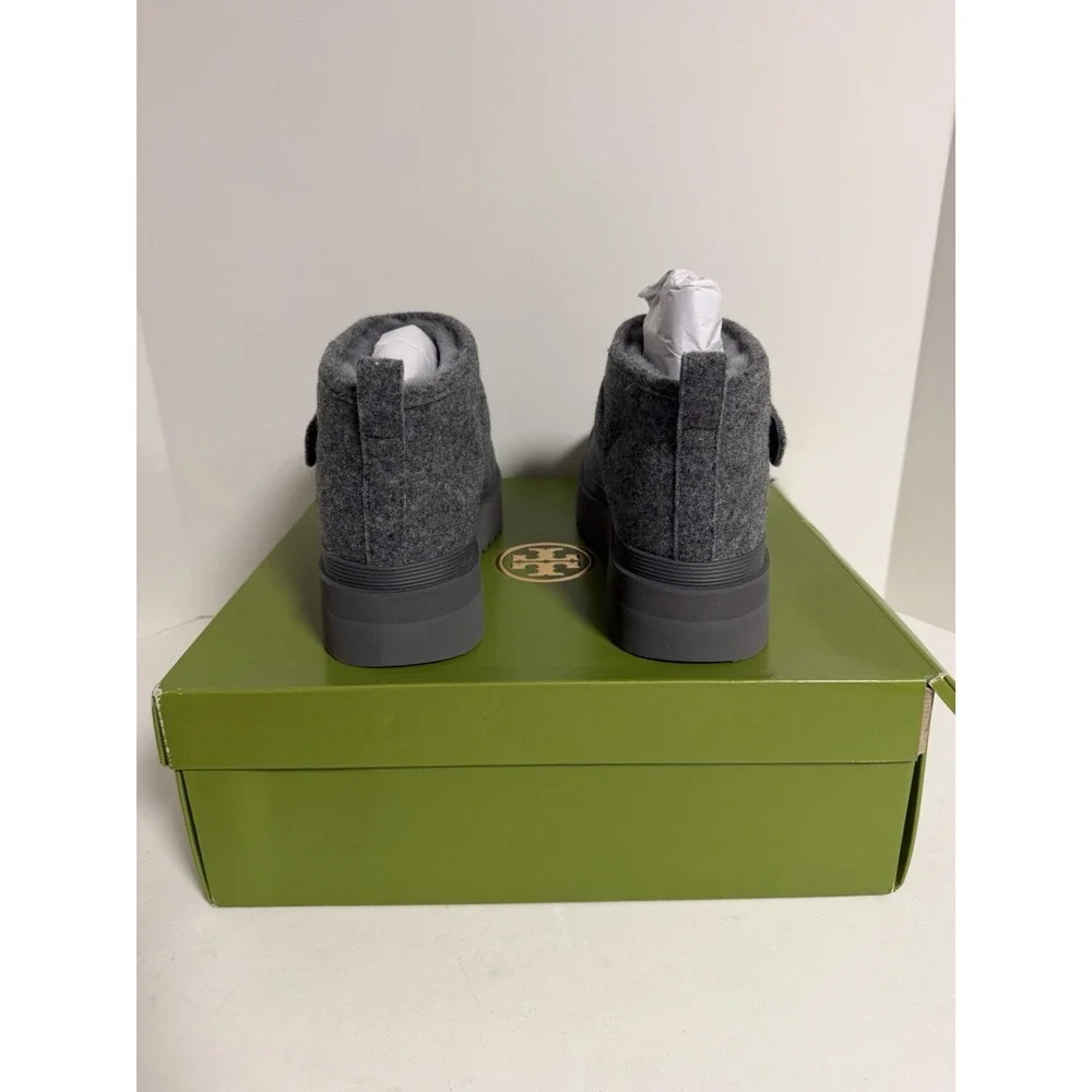 Tory Burch Mellow Shearling Platform Boot in the Storm Cloud/Silver, Women's 9.5